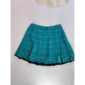 Preppy 90s Vintage Tail Womens Pleated Tennis Skirt Size 6 Teal White Chekered